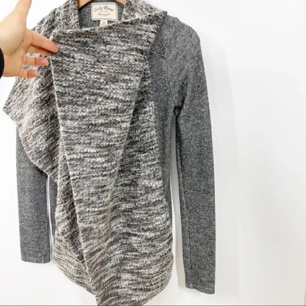 Lucky Brand Draped Mixed Media Open Knit Cardigan Extra Small
